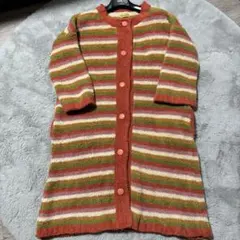 ホコモモラ　ニットコート　ロングガーデ　ふわふわ　ボーダー　シビラ