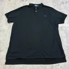ポロバイラルフローレン　刺繍ワンポイント　ポロシャツ　XL　ブラック　無地　古着