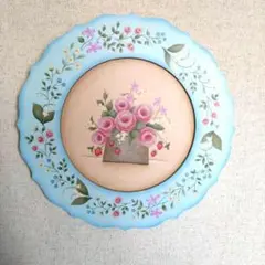☆バラ　いちご　プレート　大　トールペイント作品