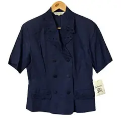 デッドストック　90s バーバリーズ　ネイビー　ブラウス　ネイビー