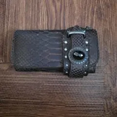 ALZUNI　　　　　ヘビ革製ダークブラウン長財布