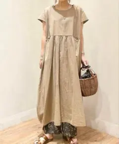 natural by clipコットンリネン切替えワンピース　スタディオクリップ