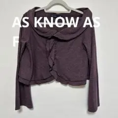 AS KNOW AS アズノウアズ カーディガン 紫 パープル フリル F