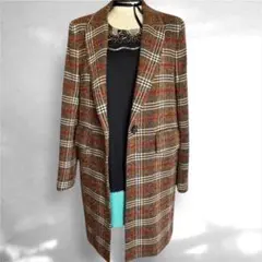 ★ZARA WOMAN チェックチェスターコート ウール混アルパカ ヴィンテージ