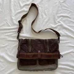 OLD BALLY バイカラー キャンバス レザー ショルダーバッグ - メルカリ