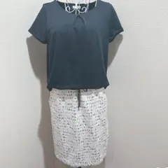 【インデックス】Tシャツ & レーススカート ドッキングワンピース　L