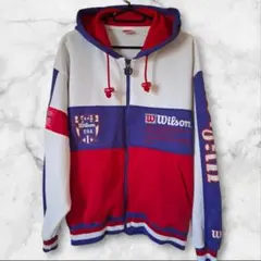 90s ヴィンテージ Wilson パーカー ビッグロゴ XL相当 トリコロール