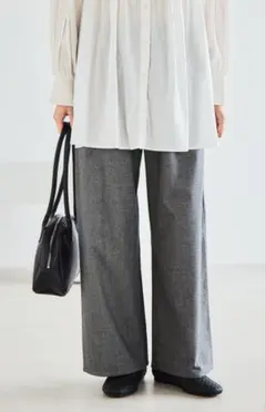 studio CLIP*ツイードライクストレートパンツ* Lサイズ*グレー