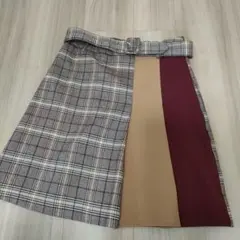 INGNIチェック柄ミニスカート ベルト付き