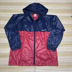 adidas フード付きナイロンジャケット M ネイビー/レッド