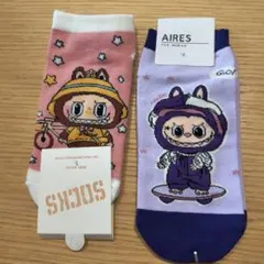 キャラクターラブブソックス ピンクと紫 2足セット