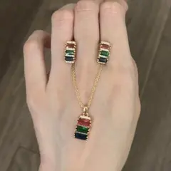 ゴールド ピアス ペンダント ネックレス チェーン付き セット メッキ