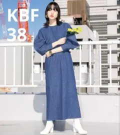 KBFケービーエフ／ボリュームスリーブデニムワンピース ブルー M 38 長袖