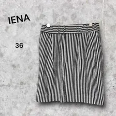 IENA ストライプ ミニスカート 36 ウエストゴム サイドポケットのサムネイル