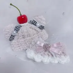 【くま桜セット】にじぱぺっと　ぬい帽子　ぬい服　ネコ耳　ニット帽 10cmぬい