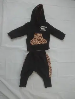 ヒョウ柄フード付きトレーナー・パンツセット90cm