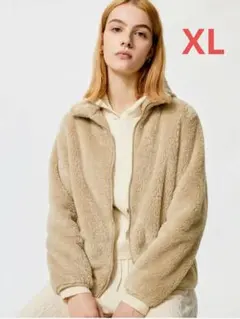 ファーリーフリース フルジップジャケット XL ベージュ