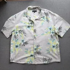 Banana Republic・ リネン混 ・半袖シャツ・ L・ボタニカル柄のサムネイル
