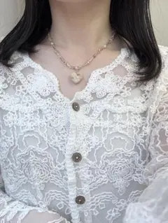 1078(再) ハートネックレス　ビーズネックレス　ファルファーレ　ガラスビーズ