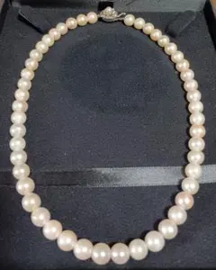 あこや 本真珠 パール ネックレス 珠約8mm 全長約42cm SILVER刻印