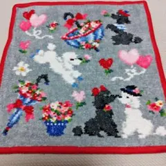 ▼B品・新品▲フェイラーハンカチ モンプティルル ライトグレー×レッド