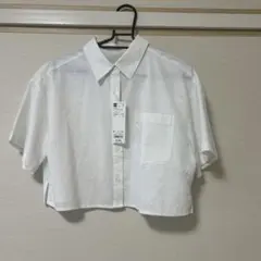 【新品未使用】GU リネンブレンドクロップドシャツ　オフホワイト