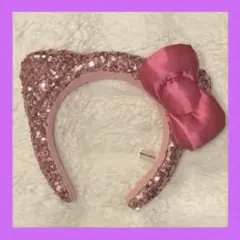 USJ ハローキティ　カチューシャ　ピンク　スパンコール　リボン