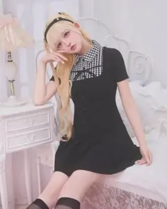 ミシェルマカロン フリルトリムチェックミニワンピ Fサイズ 虹羽みに ミシェルマカロン フリルトリムチェックミニワンピ Fサイズ 虹羽みに