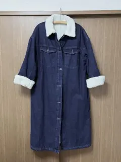⭐️最終価格です‼️GUデニムボア ロングコート M デニムブルー
