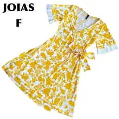 Joias/ジョイアス【F】ひざ丈ワンピース 腰リボン 半袖 袖プリーツ 花柄のサムネイル