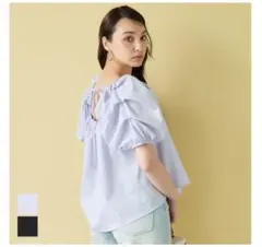 バックリボン ギャザー バルーンスリーブ プルオーバー