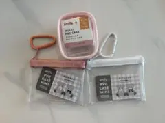 セリア　PVC カラビナ付き クリアポーチ　ホワイト　ピンク　3個セット　推し活のサムネイル