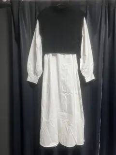 Ungrid バックレースアップニットセット ロングシャツワンピース レイヤード