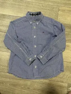 キッズ用 ボタンシャツ 青チェック