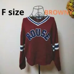 ☆BROWNY☆ROUSE バーガンディ Vネックニットのサムネイル