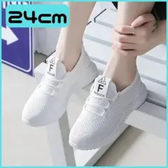 スニーカー　白　24　ジム　ウォーキング　ランニング　ナースシューズ　軽量