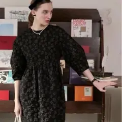 【BONLECILL noir】2wayフラワージャガードランタンスリーブ