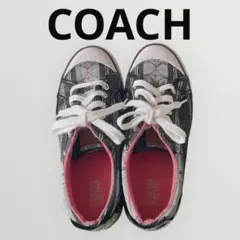 値下げしました‼️Coach チェック柄スニーカー ブラック/ピンクのサムネイル