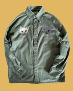 gakkin noko ネコ柄シャツ　ベトジャンのサムネイル