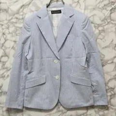 【アンタイトル】　ストライプシャツ　(48)　大きいサイズ　長袖　水色のサムネイル