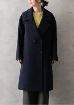 アーバンリサーチロッソ　ウールカシミヤ　ロングコート ネイビー ダブルフロントのサムネイル