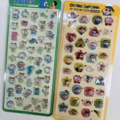 ドラえもん・しんちゃん 3D立体硬いステッカー 2枚セット
