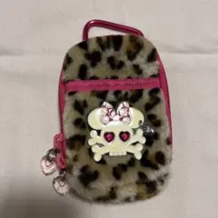 ディズニー ヒョウ柄ファーポーチ チャーム付き