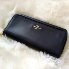 美品♡COACH ダブルジッパー長財布 ネイビー レザー ダブルファスナー 紺