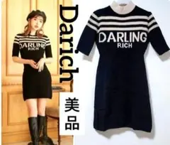 Darich ダーリッチ DARLINGロゴ タイトニットミニワンピ 黒 美品