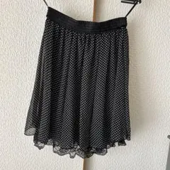 ドット柄 フレアスカート ひざ丈