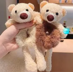 クマ型ヘアゴム　ピンク