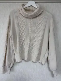 MAJESTIC LEGON タートルネック ケーブルニット アイボリー
