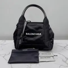 極美品】バレンシアガ ネイビーカバス XS 2way パンチング レザー