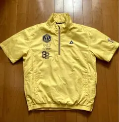 ルコックゴルフハーフジップストライプ織り半袖中綿ジャケットL